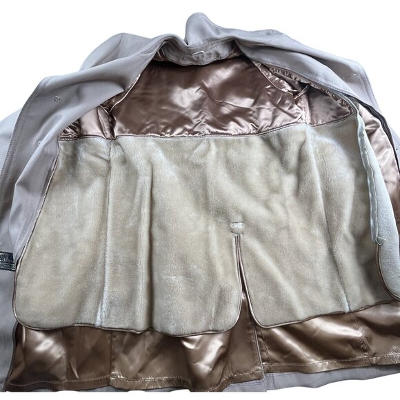 Vintage Sears Overcoat Mens 40 Beige Coat Zip Out Lining Dress Trench 70s Winter - Picture 3 of 14